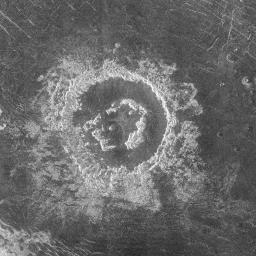 During orbits 404 through 414 on 19-20 September 1990, NASA's Magellan spacecraft imaged a peak-ring crater.