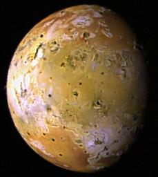 Thiscolor composite of Io was acquired by Galileo during its ninth orbit (C9) of Jupiter and are part of a sequence of images designed to map the topography or relief on Io and to monitor changes in the surface color due to volcanic activity.