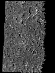 This mosaic covers part of the equatorial region of Jupiter's moon, Callisto. The mosaic combines six separate image frames obtained by the solid state imaging (CCD) system on NASA's Galileo spacecraft during its ninth orbit around Jupiter.