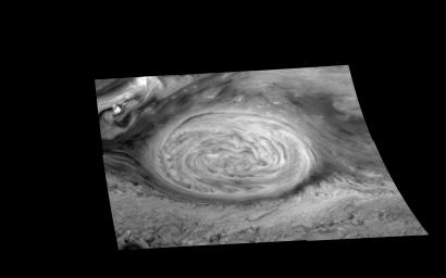 This mosaic of the Great Red Spot on Jupiter from NASA's Galileo orbiter was taken over a 76 second interval beginning at universal time 14 hours, 31 minutes, 52 seconds on June 26, 1996.