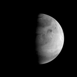 NASA's Mars Orbiter Camera (MOC) picture shows the Elysium region of Mars as it appeared from the Mars Global Surveyor (MGS) spacecraft on August 20, 1997.