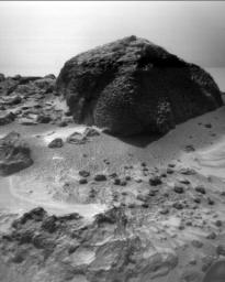 This image of the rock 'Chimp' was taken by NASA's Sojourner rover's right front camera on Sol 72 (September 15). Fine-scale texture on Chimp and other rocks is clearly visible. Sol 1 began on July 4, 1997.