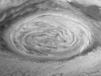 This archival frame from an animation obtained June 26, 1996, by NASA's Galileo orbiter, shows dynamics of Jupiter's Great Red Spot.
