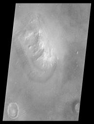 NASA's Mars Global Surveyor acquired this image on April 5, 1998. Shown here is the 'Face on Mars' feature in the Cydonia region.