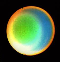 Processing brings out Uranus' atmosphere in this image taken by NASA's Voyager 2.