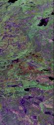 This image from NASA's Spaceborne Imaging Radar-C/X-band Synthetic Aperture Radar shows Prince Albert, in the Saskatchewan province of Canada, centered at 53.91 north latitude and 104.69 west longitude.