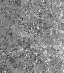 This is a vertically polarized L-band image from NASA's Spaceborne Imaging Radar C/X-Band Synthetic Aperture Radar of the southern half of Moscow.