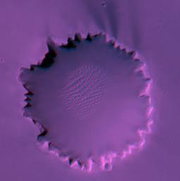 This anaglyph from NASA's Mars Reconnaissance Orbiter is of 'Victoria Crater.' 3D glasses are necessary to identify surface detail.