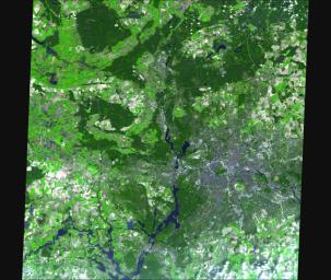 On July 9, hundreds of millions of fans worldwide were glued to their television sets watching the final match of the 2006 FIFA World Cup, played in Berlin's Olympic stadium (Olympiastadion). This image was acquired by NASA's Terra spacecraft.