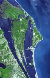 The John F. Kennedy Space Center, America's spaceport, is located along Florida's eastern shore on Cape Canaveral. Established as NASA's Launch Operations Center on July 1, 1962, This image was acquired by NASA's Terra spacecraft.