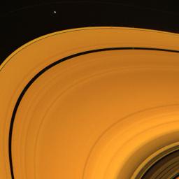This view of Saturn's A-ring was obtained Aug. 23, when NASA's Voyager 2 was about 2.8 million kilometers (1.7 million miles) from the planet.