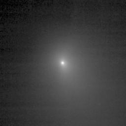 This picture of Tempel 1 was taken by NASA's Deep Impact. Even though the spacecraft was over 10 days away from the comet when these data were acquired, it detected some of the molecules making up the comet's gas and dust envelope, or coma.