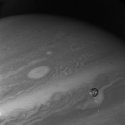 This photo of Io, innermost of the four large Galilean satellites of Jupiter, was taken through an ultraviolet filter by the narrow angle camera of NASA's Voyager 1.