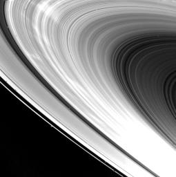 Eight hours after its closest approach to Saturn on Nov. 12, 1980, NASA's Voyager 1 took this picture of the planet's ring system.