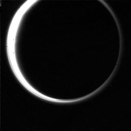This narrow-angle camera image from NASA's Voyager 2 of Titan was taken through the Clear filter from a distance of 0.9 million km on 25 August 1981.