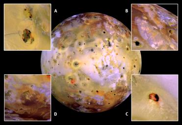 NASA's Galileo spacecraft acquired its highest resolution images of Jupiter's volcanic moon Io on July 3, 1999 during its closest pass by Io since it entered orbit around Jupiter in December 1995.