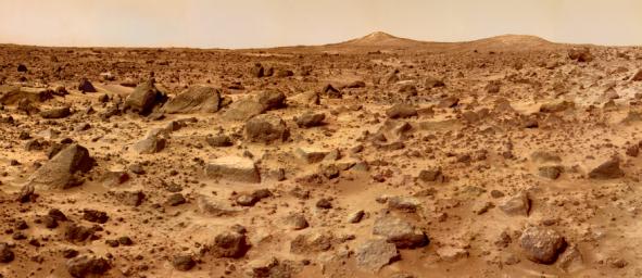 The 'Twin Peaks' are modest-size hills to the southwest of the Mars Pathfinder landing site. They were discovered on the first panoramas taken by NASA's IMP camera on the 4th of July, 1997, and identified in Viking Orbiter images taken over 20 years ago.