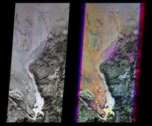 These multi-angle images of Hudson Bay and James Bay, Canada, taken 24 February 2000 from NASA's Terra spacecraft, come from the downward-looking (nadir) camera on the MISR instrument onboard NASA's Terra satellite.