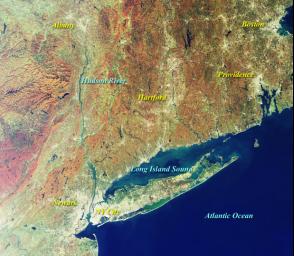 This image from NASA's Terra satellite on October 20, 2000, shows New York and Southern New England.