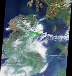 This image was acquired on May 5, 2000 during NASA's Terra orbit 2026. The location of the town of Armagh in Northern Ireland is marked.