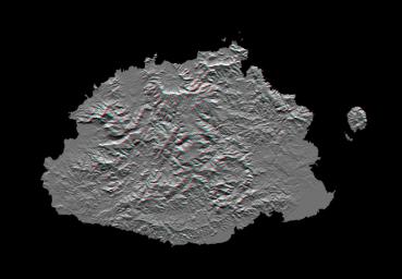 This anaglyph, from NASA's Shuttle Radar Topography Mission, shows Viti Levu, the largest island in the group some 332 islands commonly known as Fiji. 3D glasses are necessary to view this image.