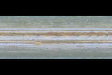 NASA's Cassini spacecraft took narrow-angle images of Jupiter's outer atmosphere, showing the giant planet as if it were constantly bathed in sunlight. 
