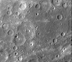 This image, from NASA's Mariner 10 spacecraft which launched in 1974, shows intercrater plains and heavily cratered terrain typical of much of Mercury outside the area affected by the formation of the Caloris basin.