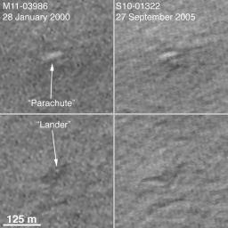 NASA's Mars Global Surveyor shows the landing ellipse, in hopes of spotting the Mars Polar Lander in December 1999, and, perhaps, to provide additional insight as to its fate. The lander was not found here.