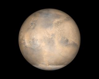 NASA's Mars Global Surveyor shows Mars at opposition and equinox.