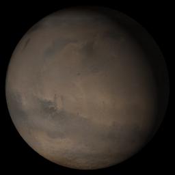 NASA's Mars Global Surveyor shows the Elysium/Mare Cimmerium face of Mars in mid-December 2005.