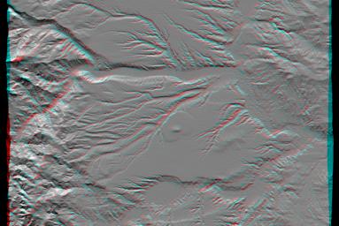 This anaglyph, from NASA's Shuttle Radar Topography Mission, shows the eastern flank of the Andes Mountains, southeast of San Martin de Los Andes, Argentina. 3D glasses are necessary to view this image.