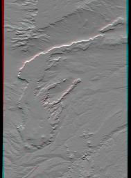 This anaglyph, from NASA's Shuttle Radar Topography Mission, is of Patagonia, near La Esperanza, Argentina. 3D glasses are necessary to view this image.