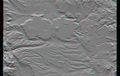 This anaglyph, from NASA's Shuttle Radar Topography Mission, is of the Andes Mountains, southeast of San Carlos de Bariloche, Argentina. 3D glasses are necessary to view this image.