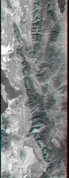 This anaglyph, from NASA's Shuttle Radar Topography Mission, is of Salt Lake City, Utah. 3D glasses are necessary to view this image.