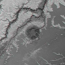 This anaglyph, from NASA's Shuttle Radar Topography Mission, is of the Iturralde Structure, Bolivia, a possible impact crater. 3D glasses are necessary to view this image.