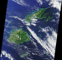 The pictured archipelago is the Republic of Fiji. This image from NASA's Terra satellite is MISR Mystery Image Quiz #1.