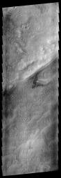This image illustrates the variety of textures that appear in the south polar region on Mars during late summer as seen by NASA's 2001 Mars Odyssey spacecraft.