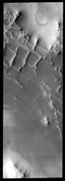 This ridge system is located in the south polar region on Mars as seen by NASA's 2001 Mars Odyssey spacecraft.