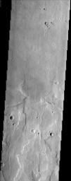 Although the largest volcanoes on Mars (and in the solar system) are located in the geologically young Tharsis region, there are many Martian volcanoes that display equally interesting features, such as Hadriaca Patera in this NASA Mars Odyssey image.