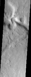A portion of an ancient channel called the Huo Hsing Vallis is seen in the center of this image from NASA's Mars Odyssey. As with all channel forms on Mars, it was carved by some moving fluid but that fluid can not automatically be assumed to be water.