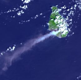 This image was acquired on October 29, 2002 by NASA's Terra satellite of the Soufriere Hills volcano on Montserrat in the Caribbean.