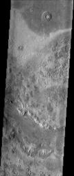 In this image from NASA's Mars Odyssey spacecraft, bizarre textures cover the surface of eastern Utopia Planitia, where there is a high probability that ground ice has played a role in the formation of this unusual landscape.