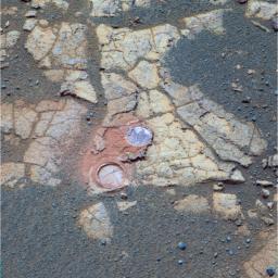 On Aug. 22, 2005, NASA's Mars Exploration Rover Opportunity, captured the nature of the outcrop rocks that the rover is encountering on its southward journey across the martian plains to 'Erebus Crater.'