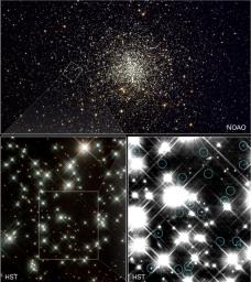 Peering deep inside a cluster of several hundred thousand stars, NASA's Hubble Space Telescope has uncovered the oldest burned-out stars in our Milky Way Galaxy, giving astronomers a fresh reading on the age of the universe. 