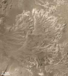 NASA is considering Eberswalde crater as a possible landing site for the Mars Science Laboratory mission; the spacecraft will arrive at Mars in August 2012. 
