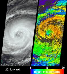 These visualizations of Hurricane Jeanne on September 24, 2004 were captured by NASA's Terra spacecraft after the hurricane caused widespread destruction on Puerto Rico, Haiti and the Dominican Republic.