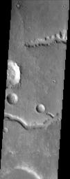 NASA's Mars Odyssey spacecraft captured this image in Sept 2003, showing the upper reaches of Nirgal Vallis. This valley network is one of the longest on Mars capturing the sapping morphology (alcoves, stubby tributaries) associated with this channel.