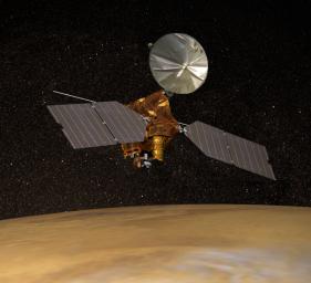 NASA's Mars Reconnaissance Orbiter, depicted above Mars in this artist's concept illustration, began orbiting Mars on March 10, 2006. It carries three cameras, a ground-penetrating radar, a mineral-mapping spectrometer and a sounding instrument.