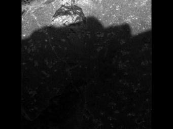 This close-up image taken by the microscopic imager onboard NASA's Mars Exploration Rover Spirit shows the rock dubbed Adirondack after a portion of its surface was ground off by the rover's rock abrasion tool.