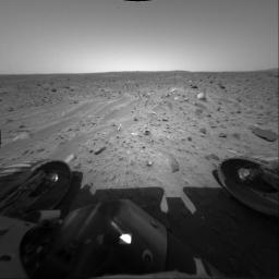 NASA's Spirit rover took this image on Feb. 9, 2004, after completing the longest drive ever made by a rover on another planet. The wavy feature called a bedform is created when material is transported and deposited by some process, in this case wind.